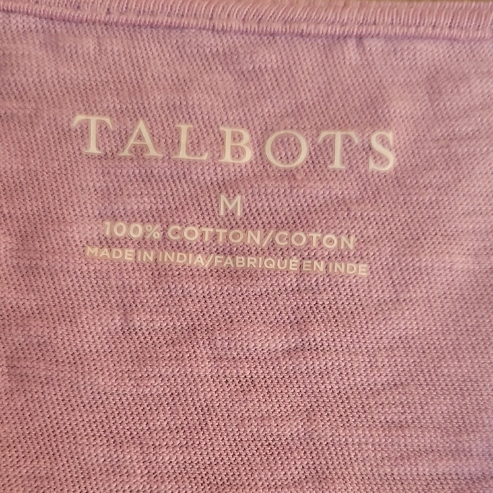 Talbots Lavender Lace V-Neck Tee, 100% Cotton - Picture 2 of 3
